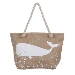 A Whale of a Tote. Tan and White 9x12 Burlap